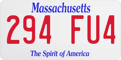 MA license plate 294FU4