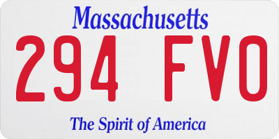 MA license plate 294FV0