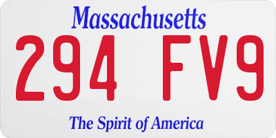 MA license plate 294FV9