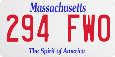 MA license plate 294FW0
