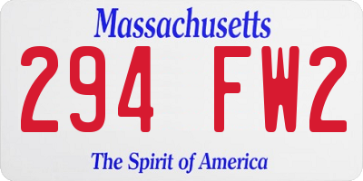MA license plate 294FW2