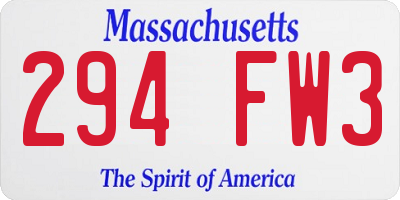 MA license plate 294FW3