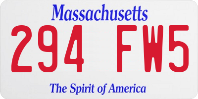 MA license plate 294FW5