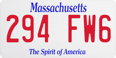 MA license plate 294FW6