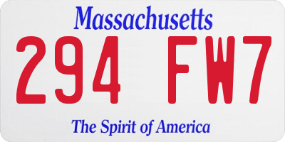 MA license plate 294FW7