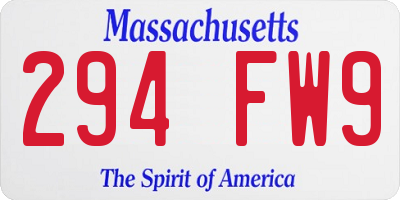 MA license plate 294FW9