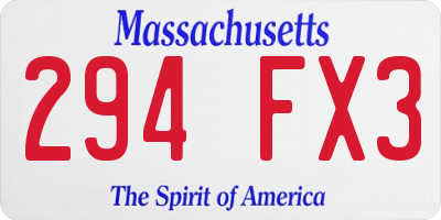 MA license plate 294FX3