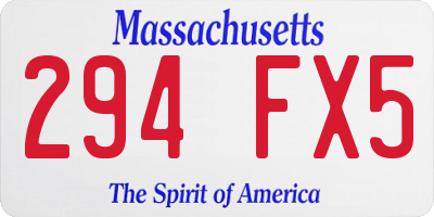 MA license plate 294FX5