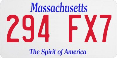 MA license plate 294FX7