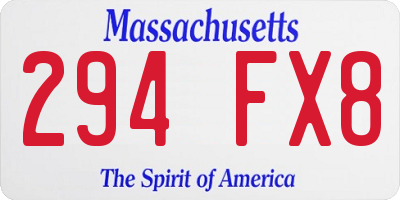 MA license plate 294FX8