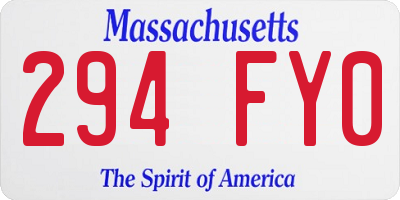 MA license plate 294FY0