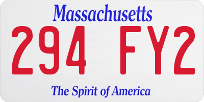 MA license plate 294FY2