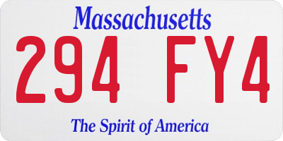 MA license plate 294FY4