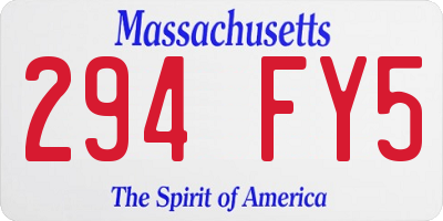 MA license plate 294FY5
