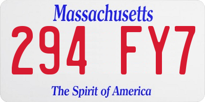 MA license plate 294FY7
