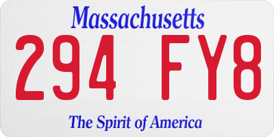 MA license plate 294FY8