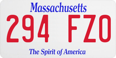 MA license plate 294FZ0