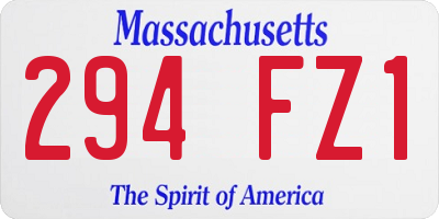 MA license plate 294FZ1