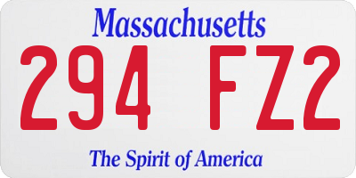 MA license plate 294FZ2