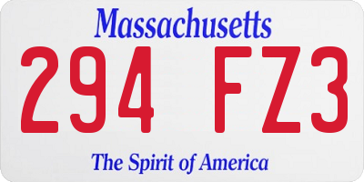 MA license plate 294FZ3