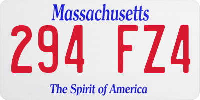 MA license plate 294FZ4
