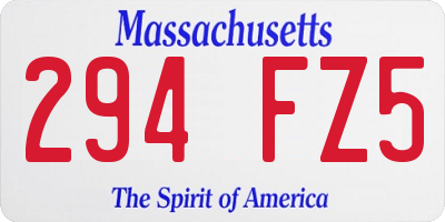 MA license plate 294FZ5