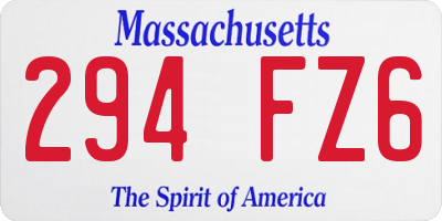 MA license plate 294FZ6