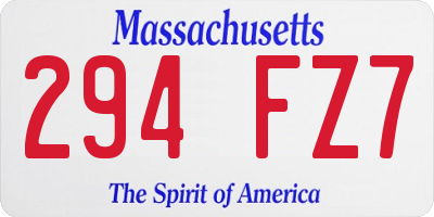 MA license plate 294FZ7