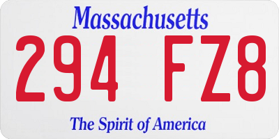 MA license plate 294FZ8