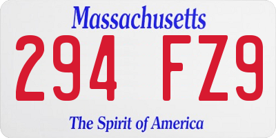 MA license plate 294FZ9