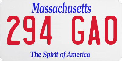 MA license plate 294GA0