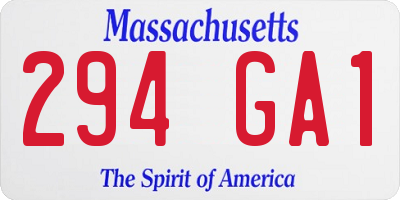 MA license plate 294GA1