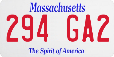 MA license plate 294GA2