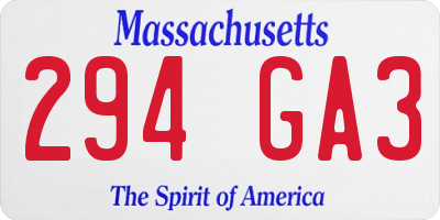 MA license plate 294GA3