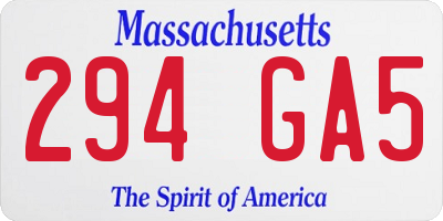 MA license plate 294GA5