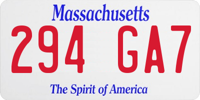 MA license plate 294GA7
