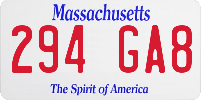 MA license plate 294GA8