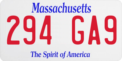 MA license plate 294GA9