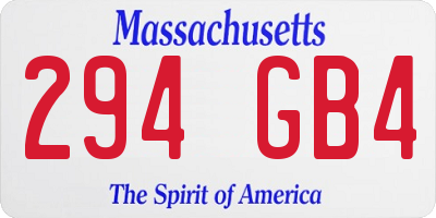 MA license plate 294GB4