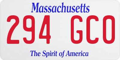 MA license plate 294GC0