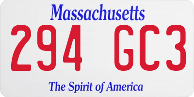 MA license plate 294GC3