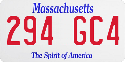 MA license plate 294GC4