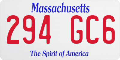 MA license plate 294GC6