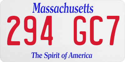 MA license plate 294GC7