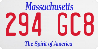 MA license plate 294GC8