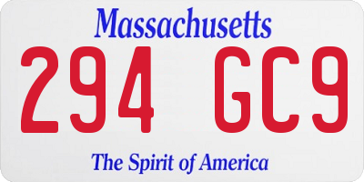 MA license plate 294GC9