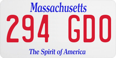 MA license plate 294GD0