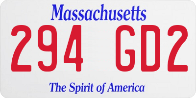 MA license plate 294GD2