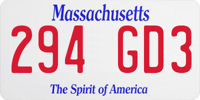MA license plate 294GD3