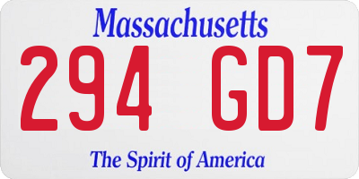 MA license plate 294GD7
